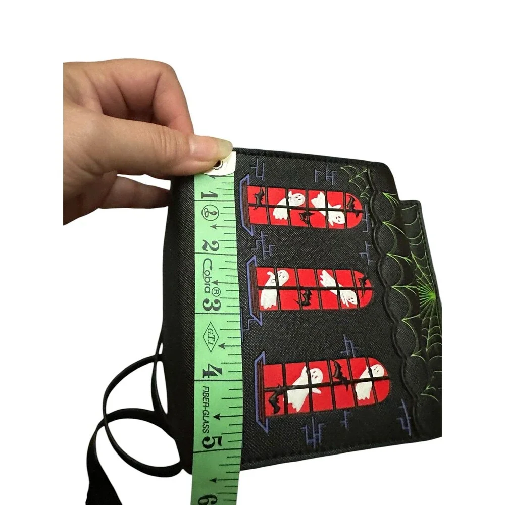 Mad Engine Haunted House Ghosts Dracula Spider Web Crossbody Bag Black EUC
